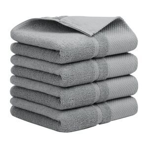 Hand Towel Set 14" x 30" 100% Combed Cotton 600 GSM Gray 4 Pcs